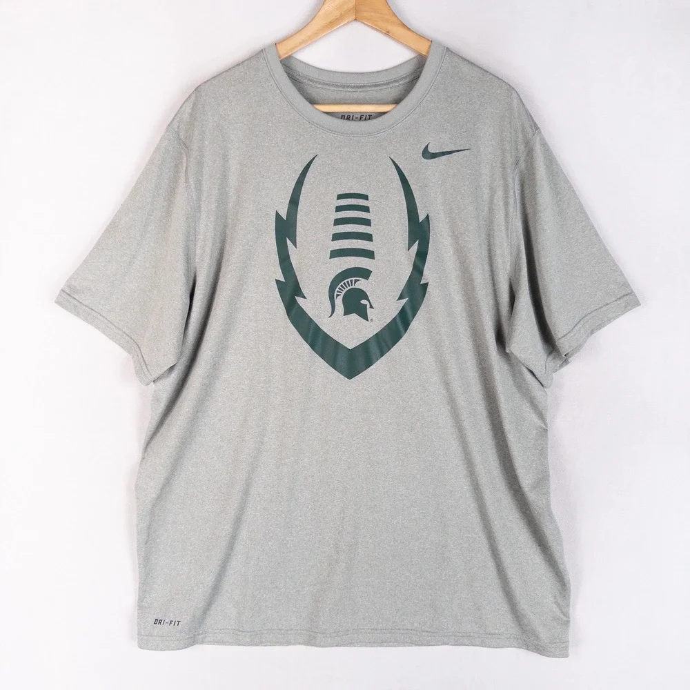 Nike Mens T-Shirt XL Gray Michigan State Spartans Dri-FIT Short Sleeve Athletic